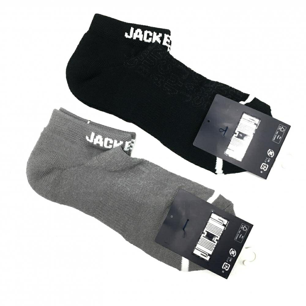 【新品】ジャックバニー アンクルソックス2点セット 黒×グレー くるぶし 日本製 レディース ゴルフウェア Jack Bunny