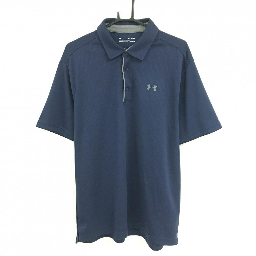 Under Armour - 【超美品】アンダーアーマー 半袖ポロシャツ ネイビー ロゴグレー HEATGEAR メンズ XL/TG/EG ゴルフウェア UNDER ARMOUR