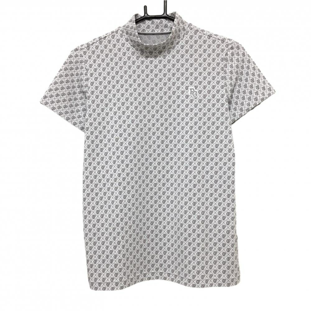 PEARLY GATES - 【超美品】パーリーゲイツ 半袖ハイネックシャツ 白×グレー ロゴ総柄 レディース 2(L) ゴルフウェア 2024年モデル PEARLY GATES