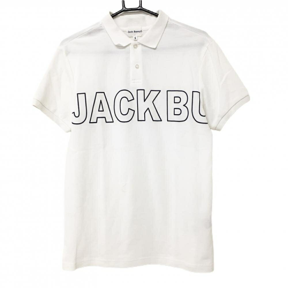 SINACOVA GOLF - ジャックバニー 半袖ポロシャツ 白×ネイビー ロゴプリント メンズ 5(L) ゴルフウェア Jack Bunny