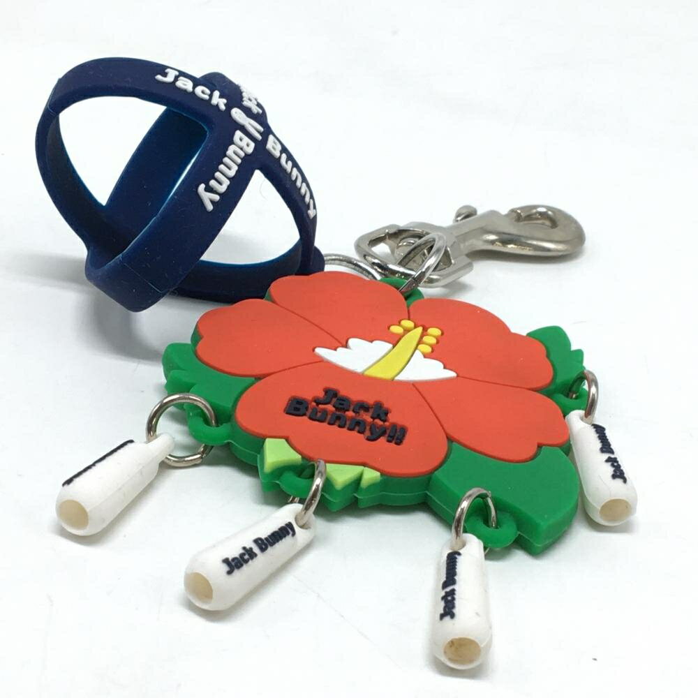 【超美品】ジャックバニー ボールホルダー レッド×グリーン ハイビスカス ラバー素...