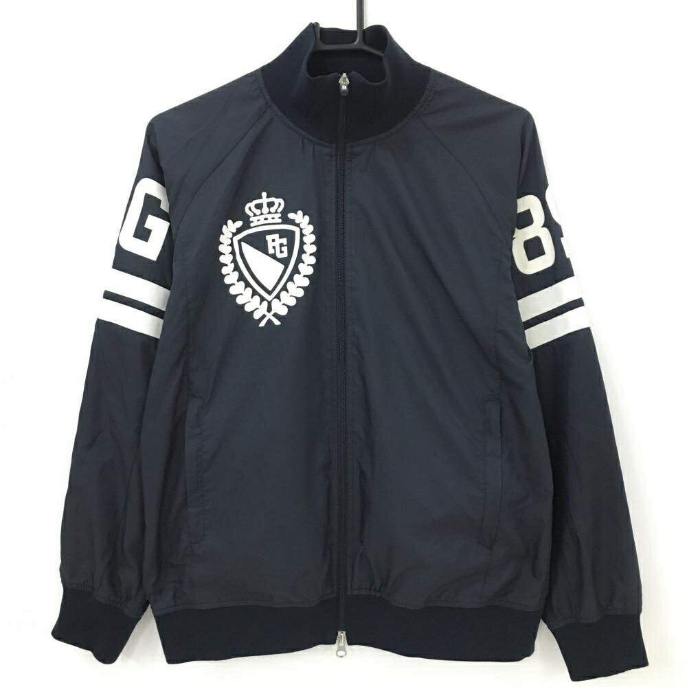 【美品】パーリーゲイツ ジャケットブルゾン ネイビー×白 袖2ライン 蓄熱裏地 レディース 1(M) ゴルフウェア PEARLY GATES