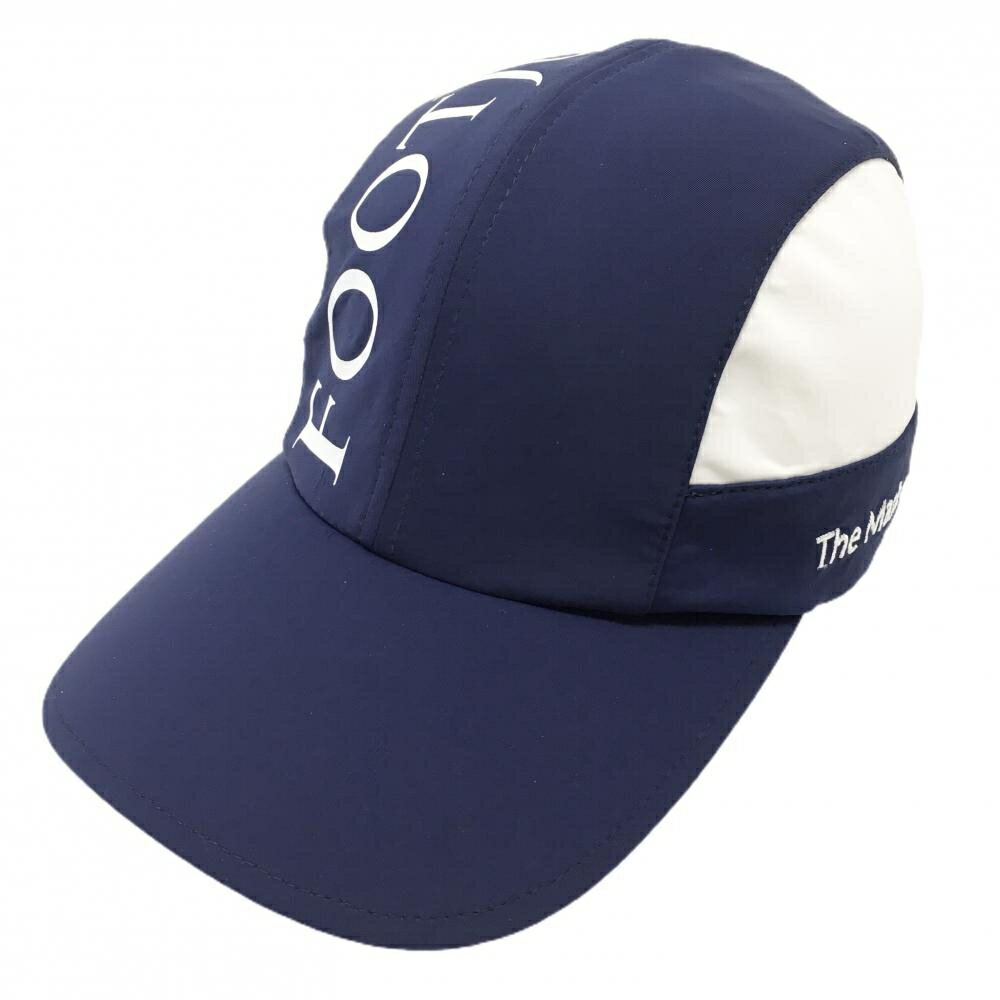 【美品】フットジョイ キャップ ネイビー×白 ナイロン ロゴプリント フリーサイズ(57～59cm) ゴルフウェア FootJoy