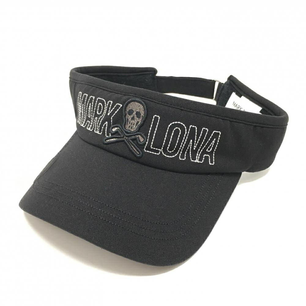 MARK & LONA - 【美品】マークアンドロナ サンバイザー 黒 ロゴ刺しゅう スカル FREE ゴルフウェア MARK＆LONA