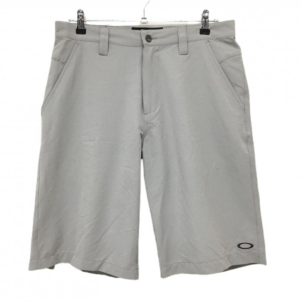 【美品】オークリー ハーフパンツ グレー ナイロン混 裾ロゴ メンズ 32W ゴルフウェア Oakley