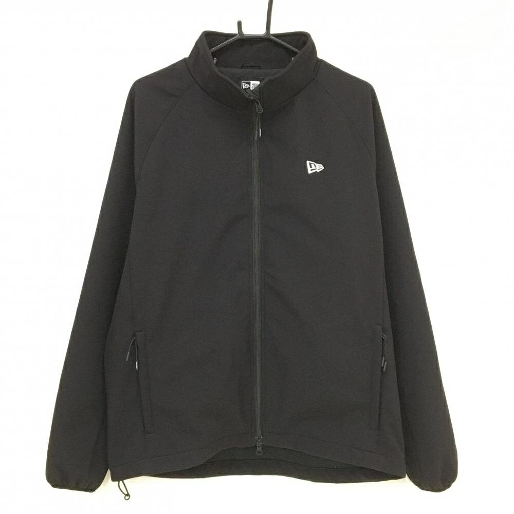 【美品】ニューエラ ジャケット 黒 背面ロゴ 裏地メッシュ ドローコード メンズ XLARGE ゴルフウェア New Era
