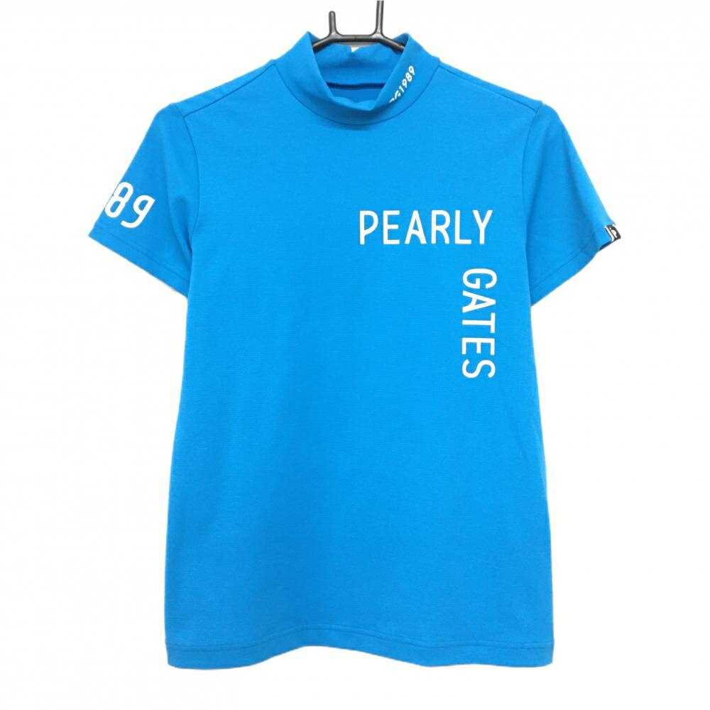 PEARLY GATES - 【超美品】パーリーゲイツ 半袖ハイネックシャツ ライトブルー ロゴ白 レディース 2(L) ゴルフウェア 2024年モデル PEARLY GATES