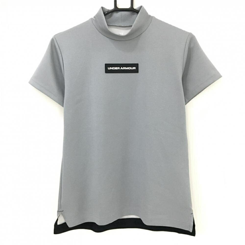 Under Armour - 【超美品】アンダーアーマー 半袖ハイネックシャツ グレー×黒 シリコンロゴ レディース L/G/G ゴルフウェア 2024年モデル UNDER ARMOUR