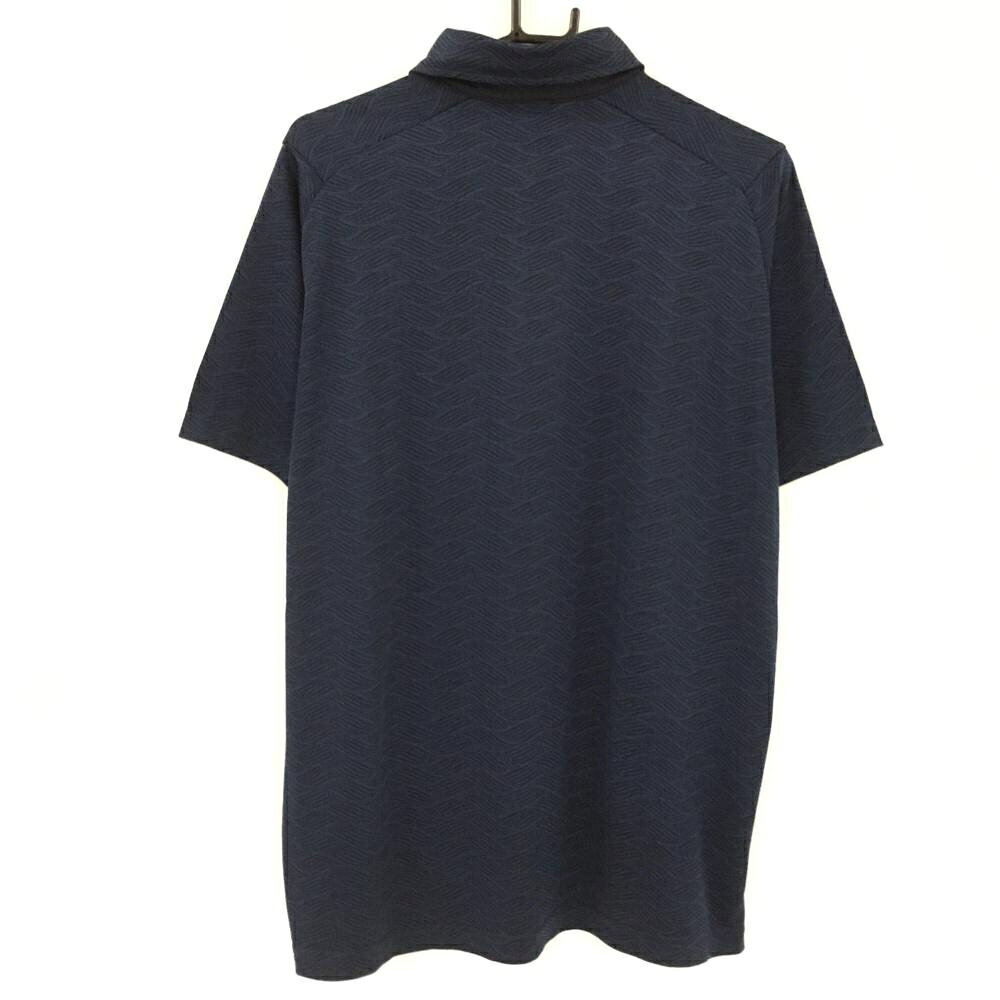 クランク 半袖ポロシャツ ネイビー×黒 地模様 ロゴ刺しゅう メンズ XXL ゴルフウェア CLUNK