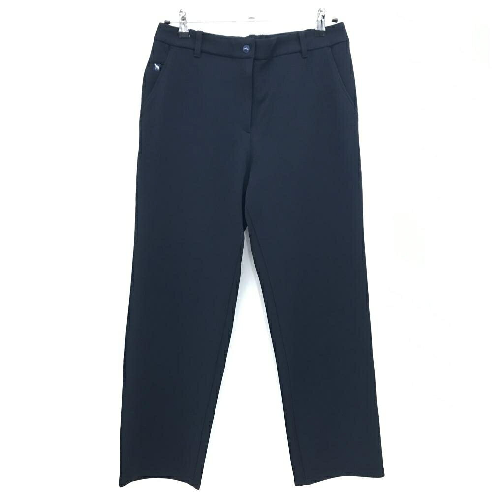 【新品】アダバット パンツ ネイビー ラインストーンロゴ ウエスト一部ゴム 接触冷感 ストレッチ レディース XL ゴルフウェア adabat