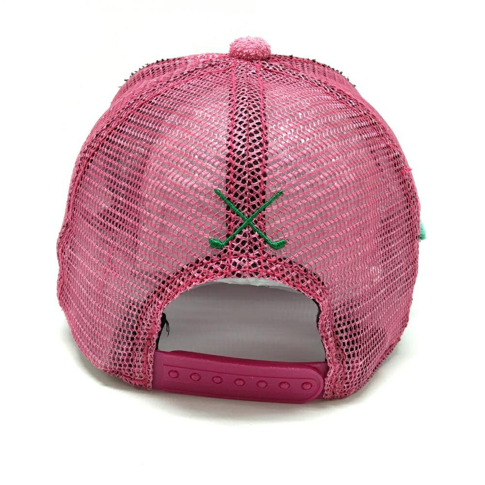 【美品】ニューエラ メッシュキャップ ピンク×白 パイル地 レディース ゴルフウェ...