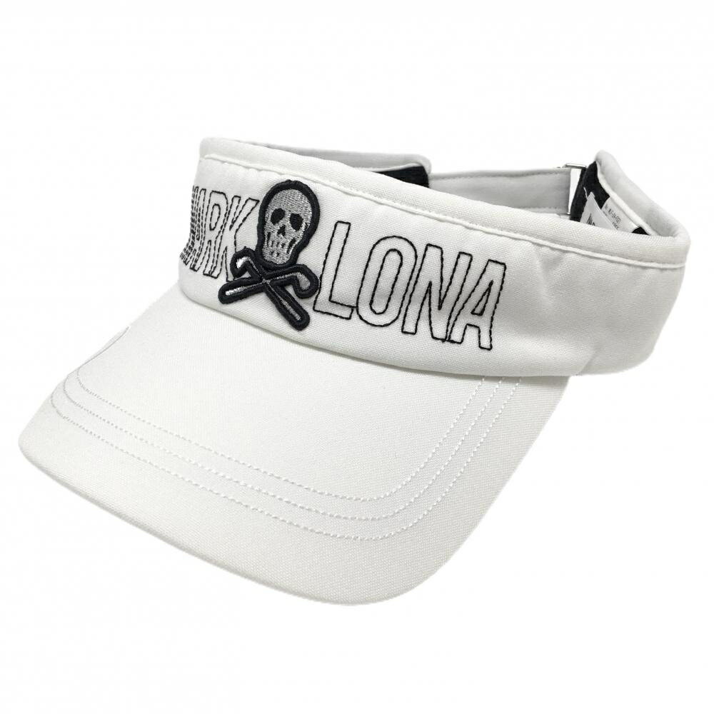 MARK & LONA - 【美品】マークアンドロナ サンバイザー 白 ロゴ刺しゅう スカル FREE ゴルフウェア MARK＆LONA