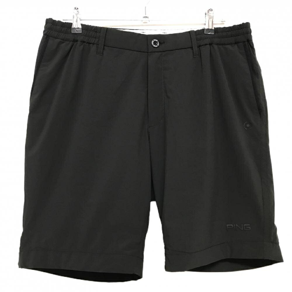 【美品】ピン ハーフパンツ 黒系 裏地メッシュ ウエストゴム メンズ LL ゴルフウェ...