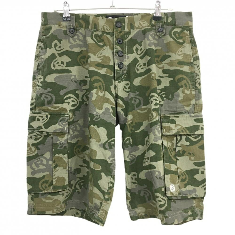 【新品】リアルビーボイス ハーフパンツ グリーン×カーキ カモフラ柄 複数ポケット...