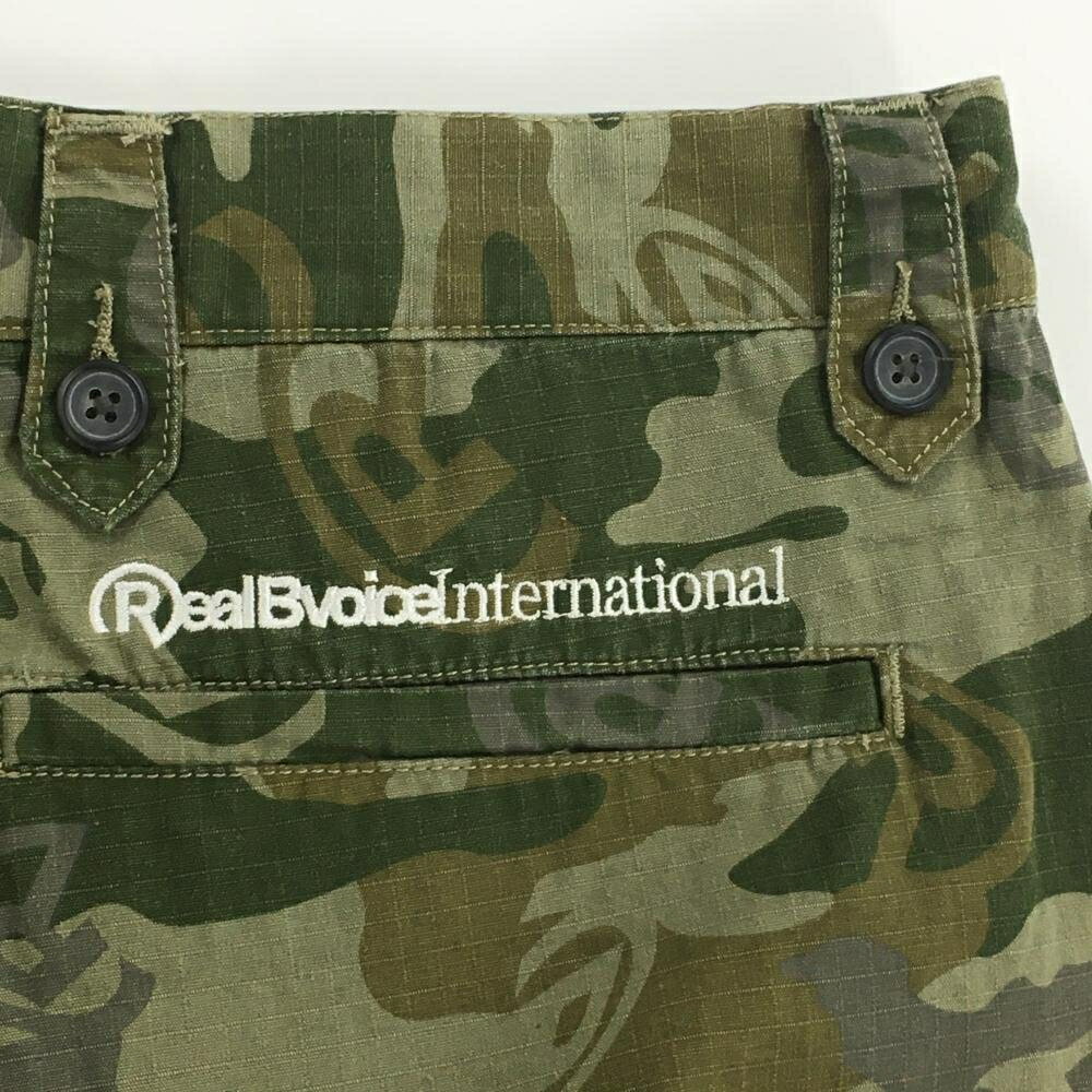 【新品】リアルビーボイス ハーフパンツ グリーン×カーキ カモフラ柄 複数ポケット...