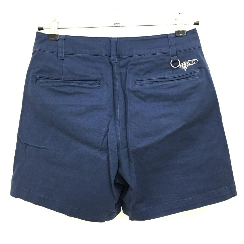 ビームスゴルフ ハーフパンツ ネイビー×レッド ポケット花柄 コットン混 レディース S ゴルフウェア BEAMS GOLF