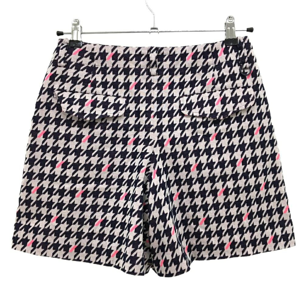 【超美品】23区ゴルフ キュロットスカート ピンクベージュ系×ネイビー 千鳥柄 裏地付き レディース 61(S) ゴルフウェア 23区