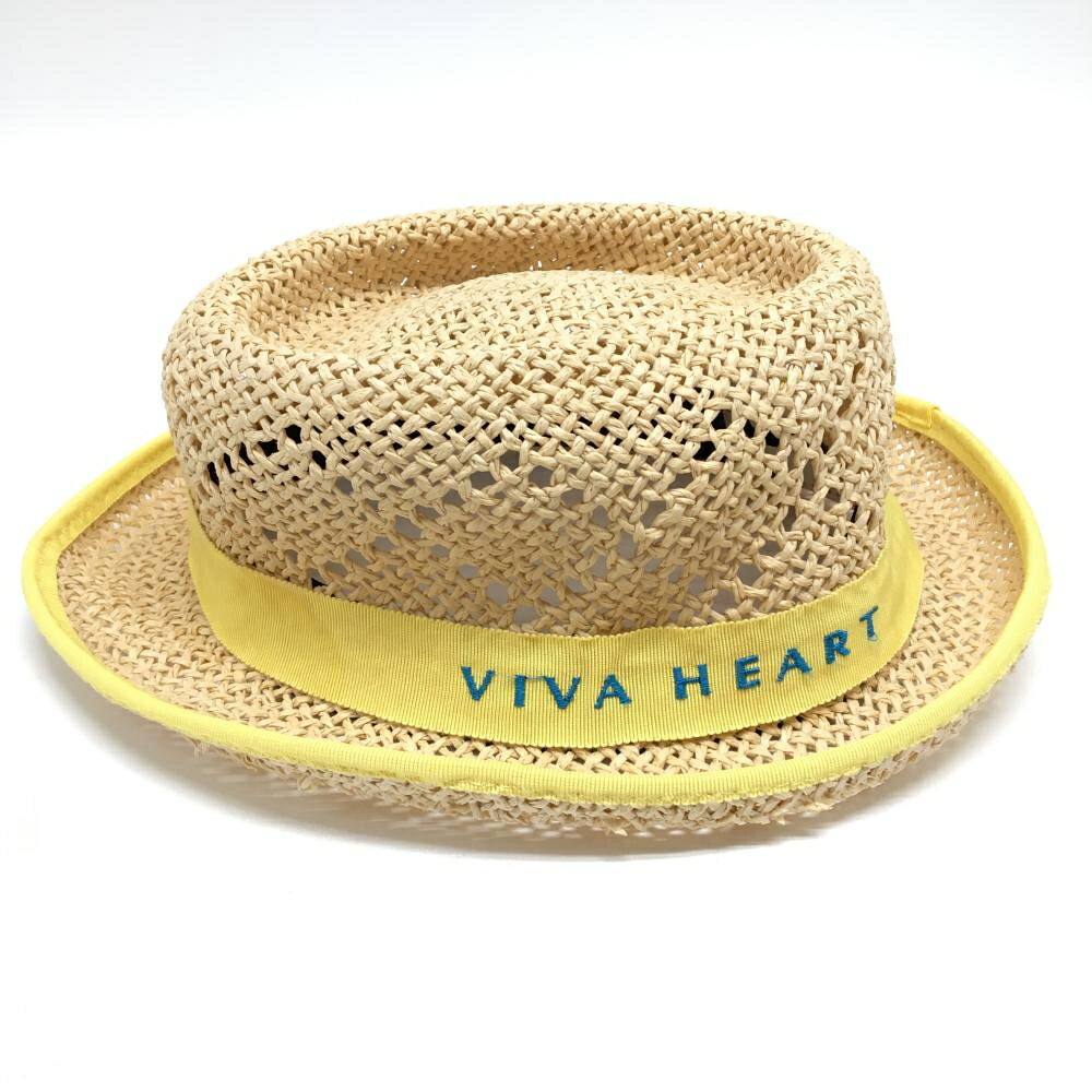 ビバハート 中折れハット ベージュ×イエロー ロゴ刺しゅう レディース 40 ゴルフウェア VIVA HEART