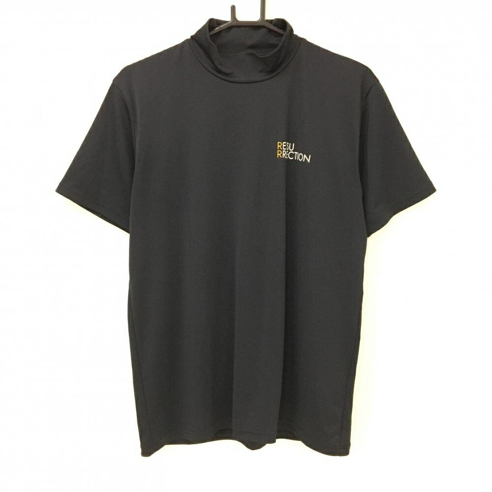 【超美品】レザレクション 半袖ハイネックシャツ 黒 バックプリント メンズ L ゴルフウェア Resurrection