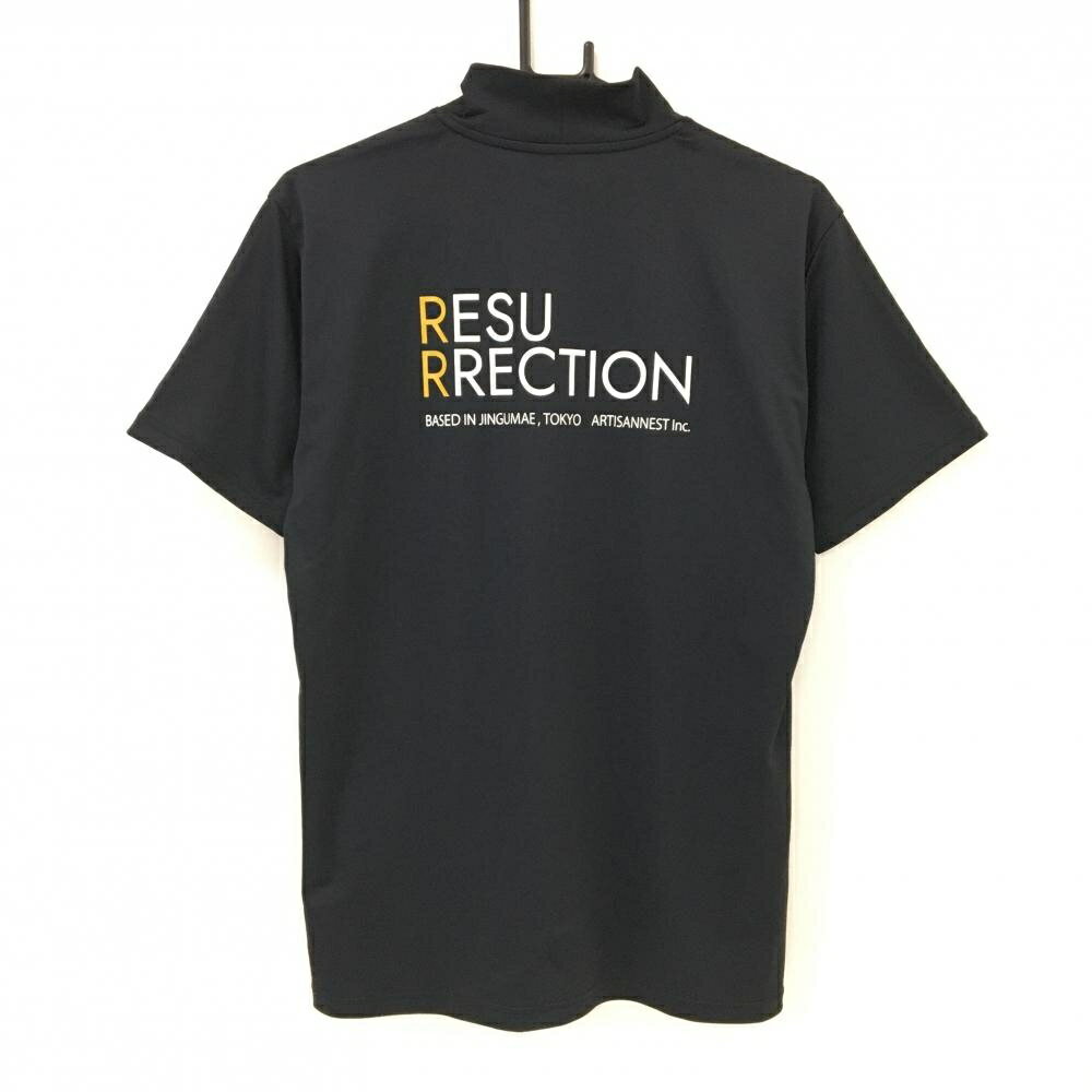 【超美品】レザレクション 半袖ハイネックシャツ 黒 バックプリント メンズ L ゴルフウェア Resurrection