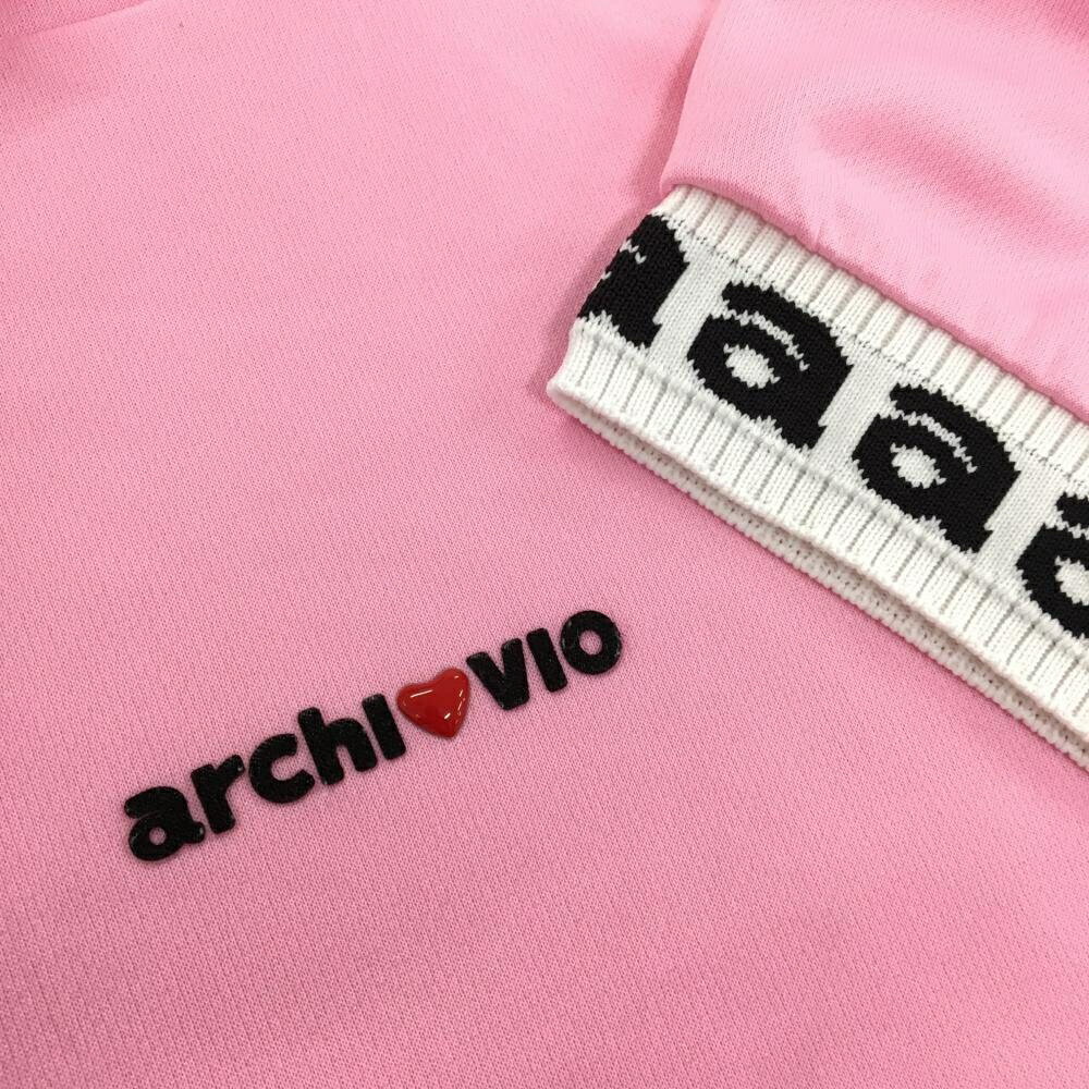 アルチビオ 半袖ハイネックシャツ ピンク×白 袖口ロゴ レディース 38(M) ゴルフウェア archivio 3
