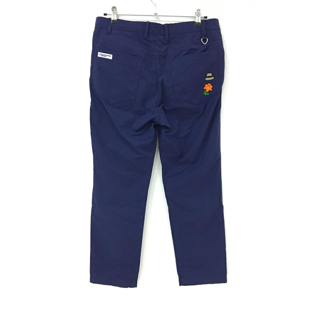 【美品】マスターバニー パンツ ネイビー コットン混 ヒップ花 メンズ 5(L) ゴルフ...