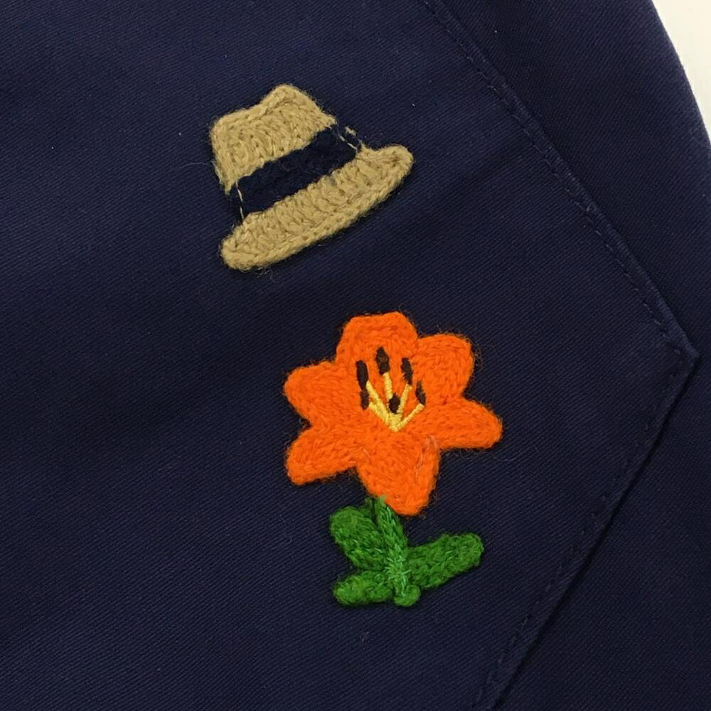 【美品】マスターバニー パンツ ネイビー コットン混 ヒップ花 メンズ 5(L) ゴルフ...