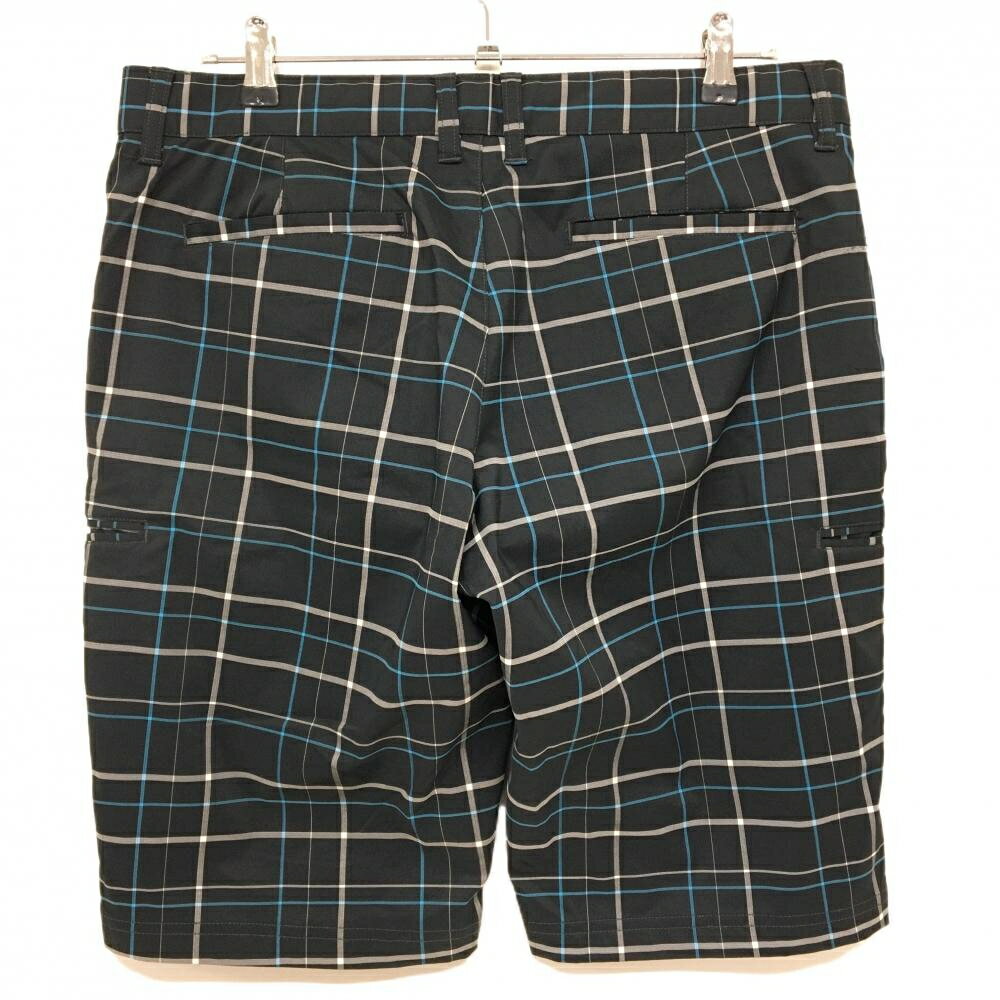 【超美品】トランスコンチネンツ ハーフパンツ 黒×ライトブルー×白 チェック メンズ LL ゴルフウェア TRANS CONTINENTS