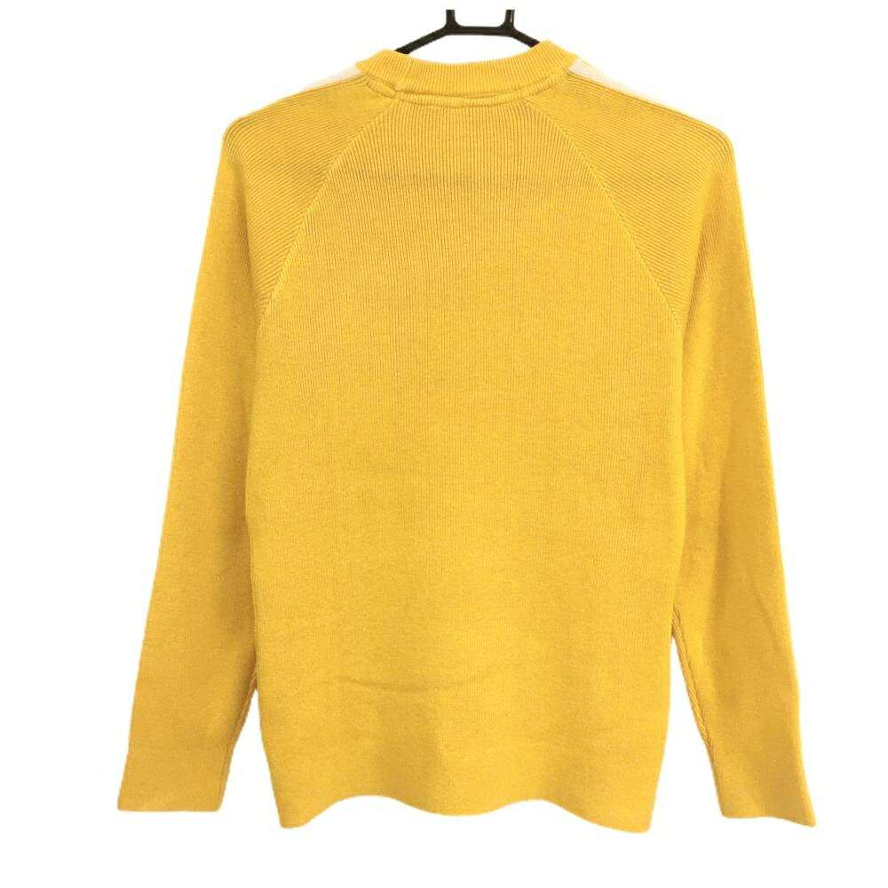レオナード 楽天市場店の【美品】アディダス セーター オレンジイエロー系×白 ウール混 ニット 袖3ライン レディース M ゴルフウェア adidas｜アングル2