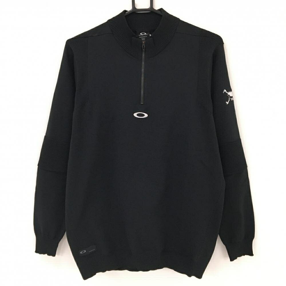 OAKLEY - 【当店ポイント10倍！楽天スーパーセール期間限定】【超美品】オークリー ハイネックセーター 黒 ハーフジップ ロゴ白 ニット メンズ M ゴルフウェア 2025年モデル Oakley