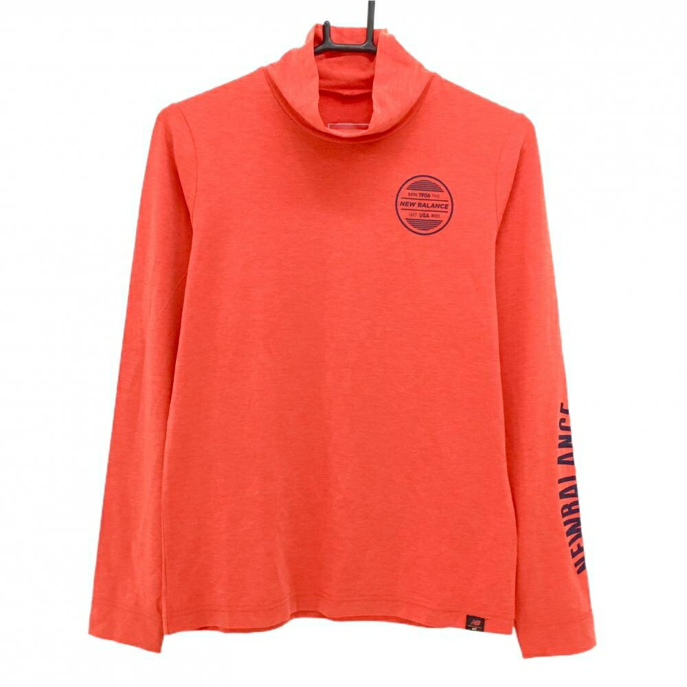 【超美品】ニューバランスゴルフ 長袖ハイネックシャツ オレンジレッド×ネイビー ...