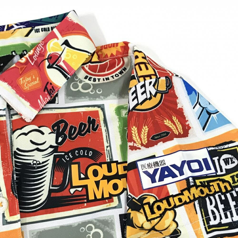 【超美品】ラウドマウス 半袖ポロワンピース マルチカラー 総柄 ビール ラウドマウ...