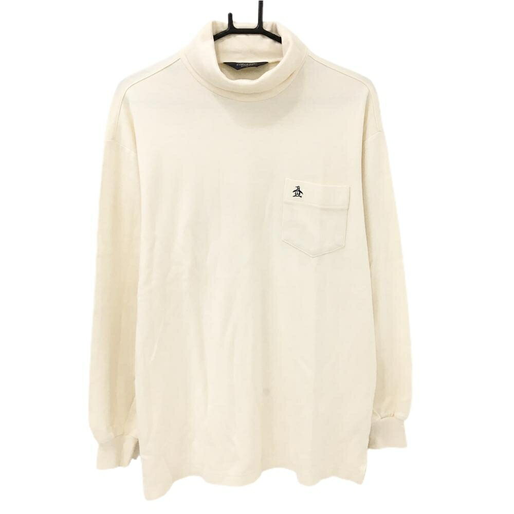 【美品】マンシングウェア 長袖タートルネックシャツ アイボリー 微起毛 ストレッチ メンズ L ゴルフウェア Munsingwear