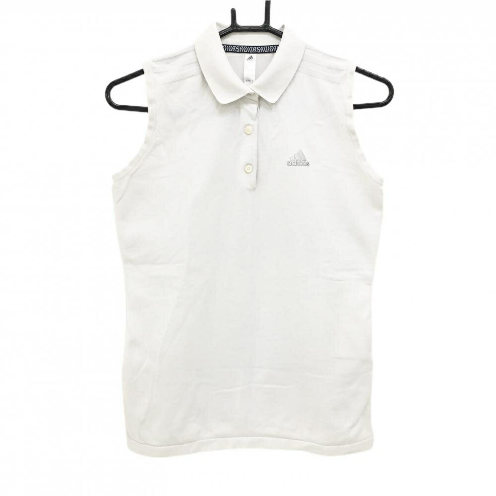 ADIDAS - 【美品】アディダス ノースリーブポロシャツ ライトグレー ニット 背面織生地 レディース M ゴルフウェア adidas