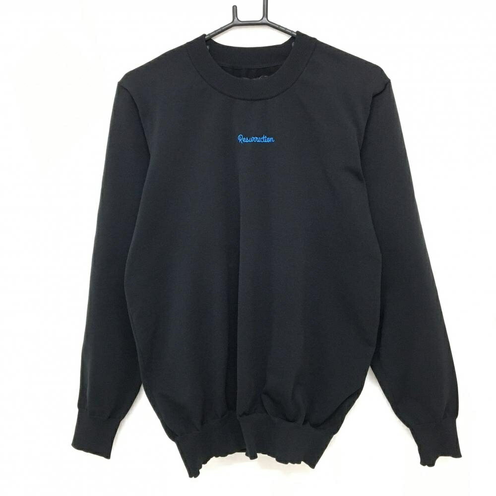 TAKEO KIKUCHI SPORT - レザレクション セーター 黒×ブルー 背面ビックロゴ メンズ L ゴルフウェア Resurrection