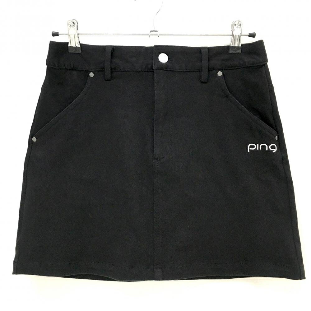 【美品】ピン スカート 黒 ヒップMr.PING刺しゅう ストレッチ レディース M ゴルフ...