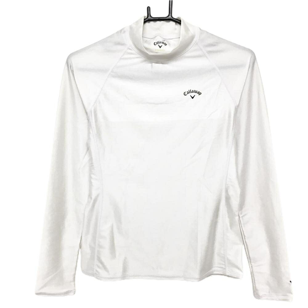 【超美品】キャロウェイ ハイネックインナーシャツ 白×黒 ロゴプリント レディース Medium ゴルフウェア Callaway