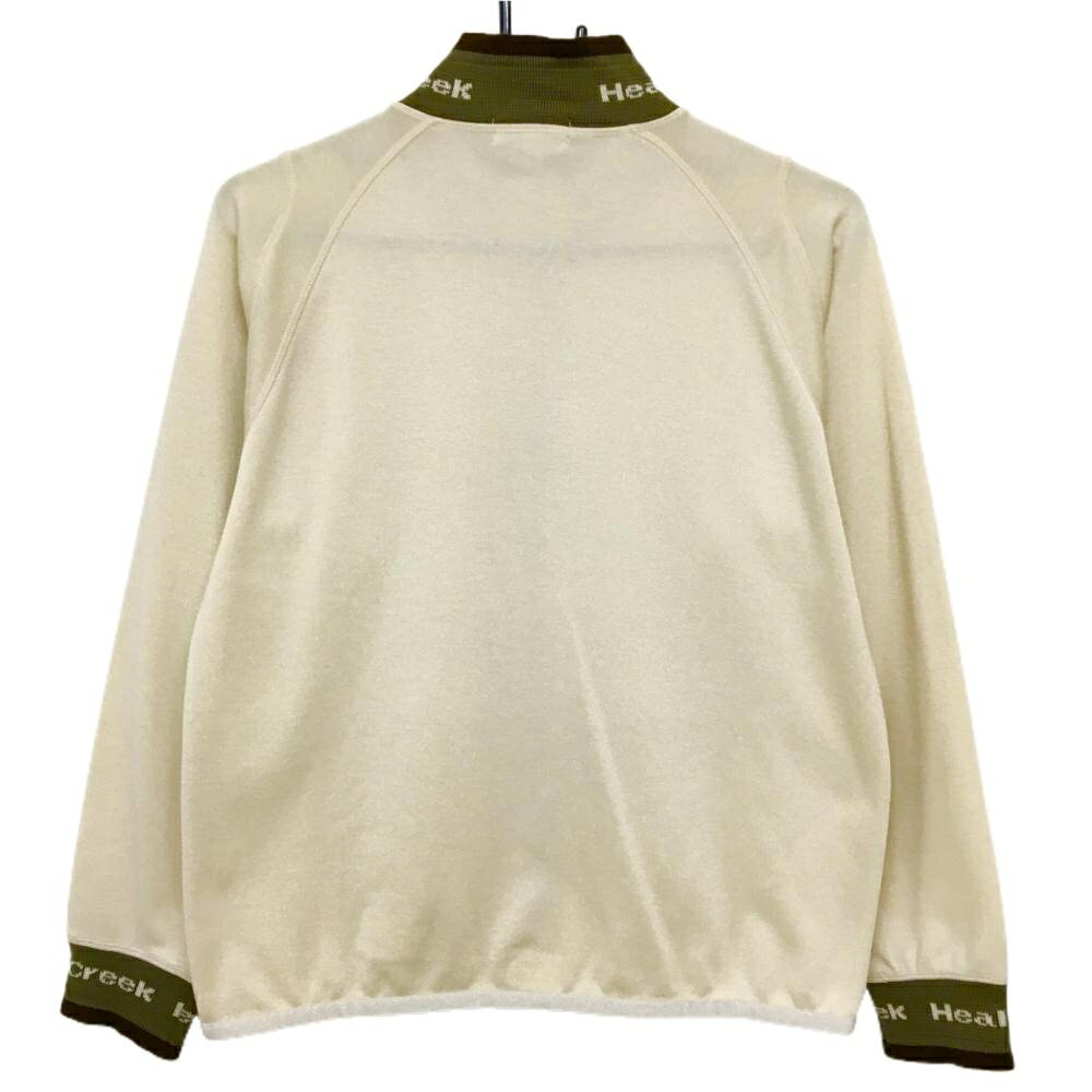 【美品】ヒールクリーク 切替ジャケット ベージュ×カーキ ネック・袖口ニット 裏微起毛 レディース 40(M) ゴルフウェア Heal Creek