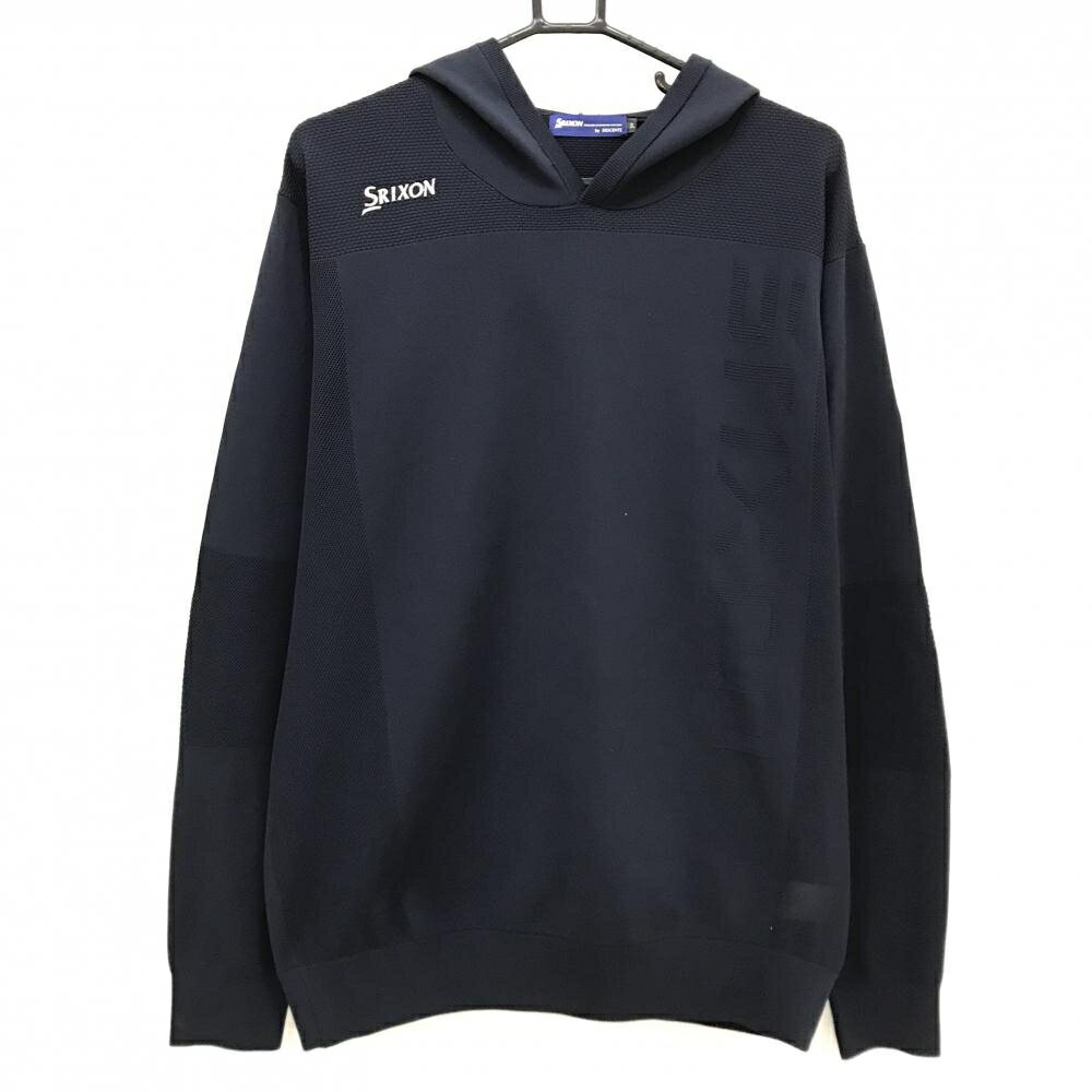 SRIXON - 【超美品】スリクソンバイデサント フード付セーター ネイビー 肩ロゴ刺しゅうニットパーカー メンズ 3L ゴルフウェア 大きいサイズ SRIXON