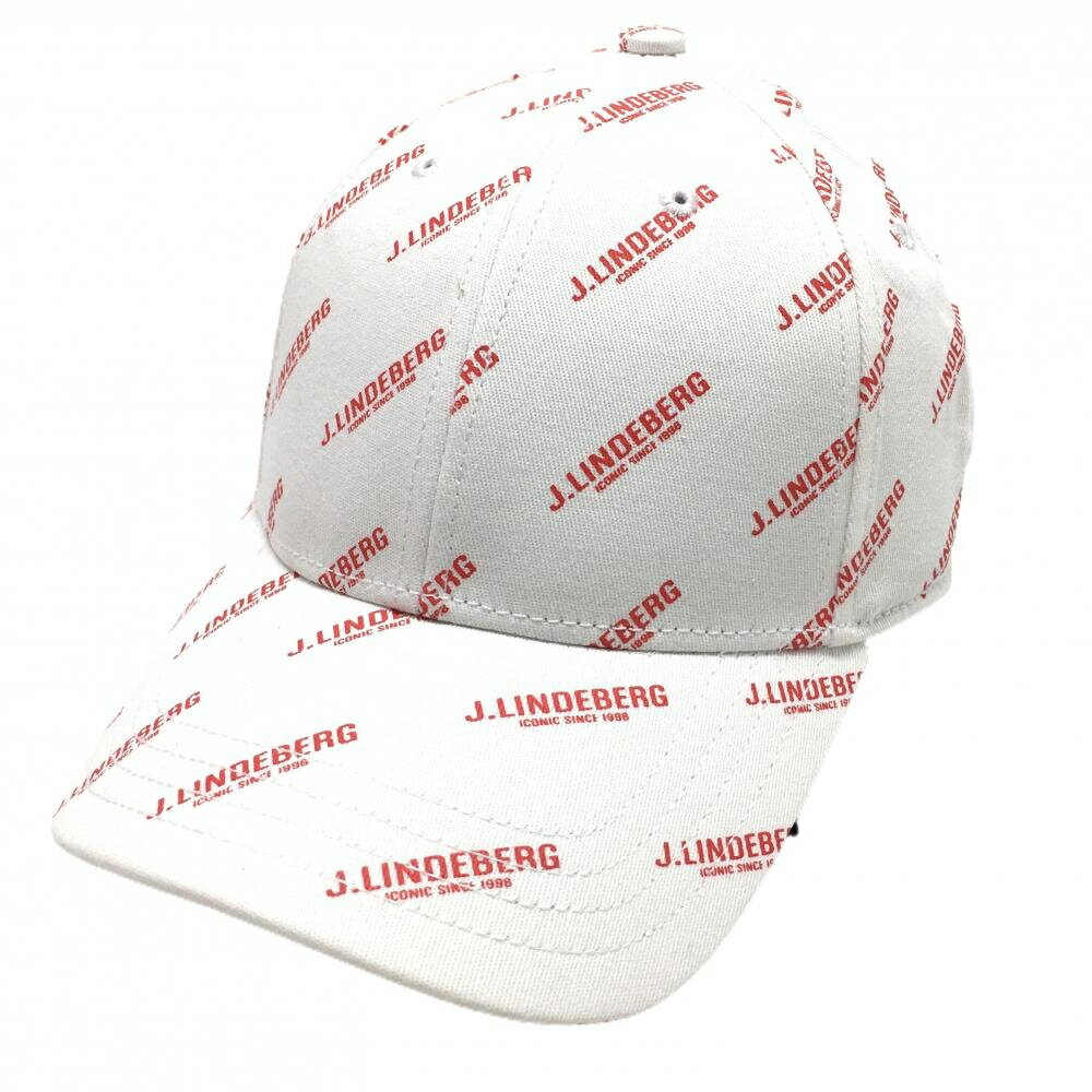 J Lindberg - 【新品】ジェイリンドバーグ キャップ 白×レッド ロゴ総柄 ONE SIZE ゴルフウェア J．LINDEBERG