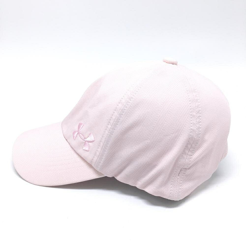 【美品】アンダーアーマー キャップ ピンク ヘリンボーン ロゴ刺しゅう レディース OSFA ゴルフウェア UNDER ARMOUR