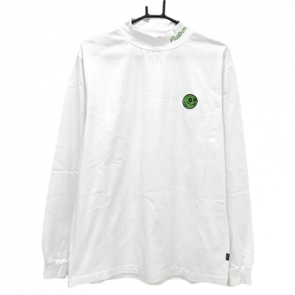【美品】マルボン×ビームスゴルフ 長袖ハイネックシャツ 白 コットン100％ ネック...