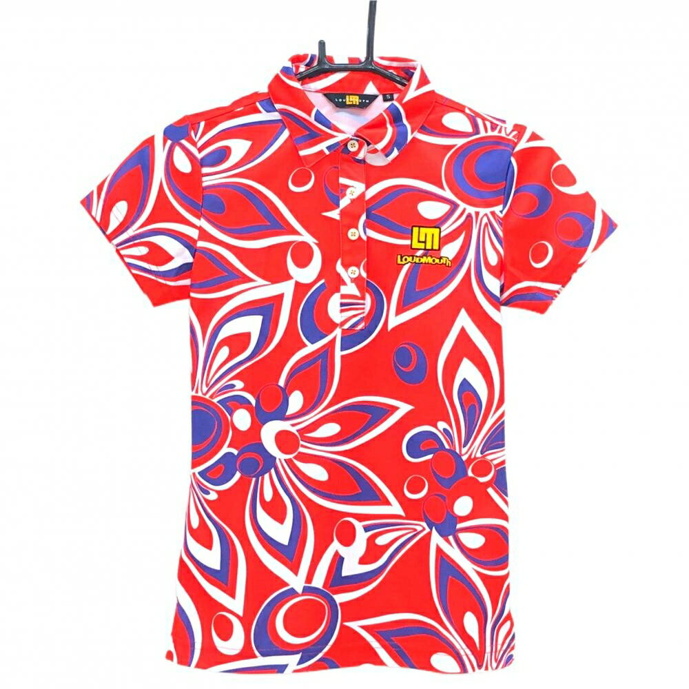 Rakuten - 【超美品】ラウドマウス 半袖ポロシャツ レッド×白×パープル シャガデリックレッド 総柄 レディース S ゴルフウェア LOUDMOUTH