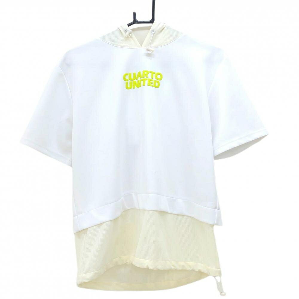 Rakuten - 【美品】クアルトユナイテッド フード付半袖シャツ 白×アイボリー フード・裾メッシュ生地 レディース L ゴルフウェア CUARTO UNITED