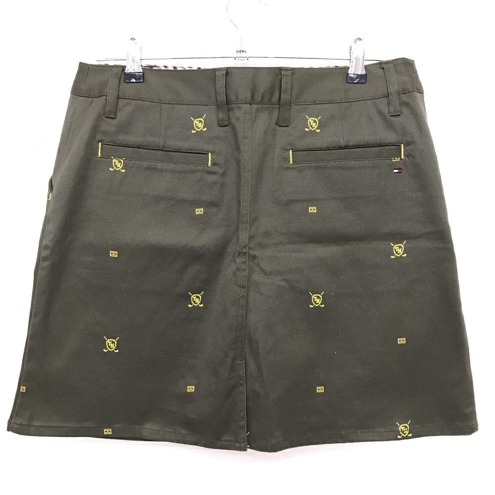 【超美品】トミーヒルフィガー スカート カーキ×イエロー 総柄 ストレッチ レディース L ゴルフウェア Tommy Hilfiger Golf