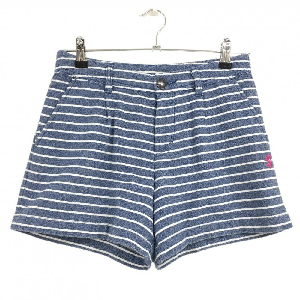 【超美品】アドミラル ショートパンツ ブルー×白 ボーダー ネップ レディース S ゴ...