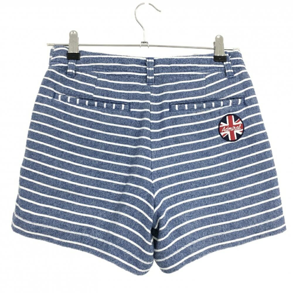 【超美品】アドミラル ショートパンツ ブルー×白 ボーダー ネップ レディース S ゴ...