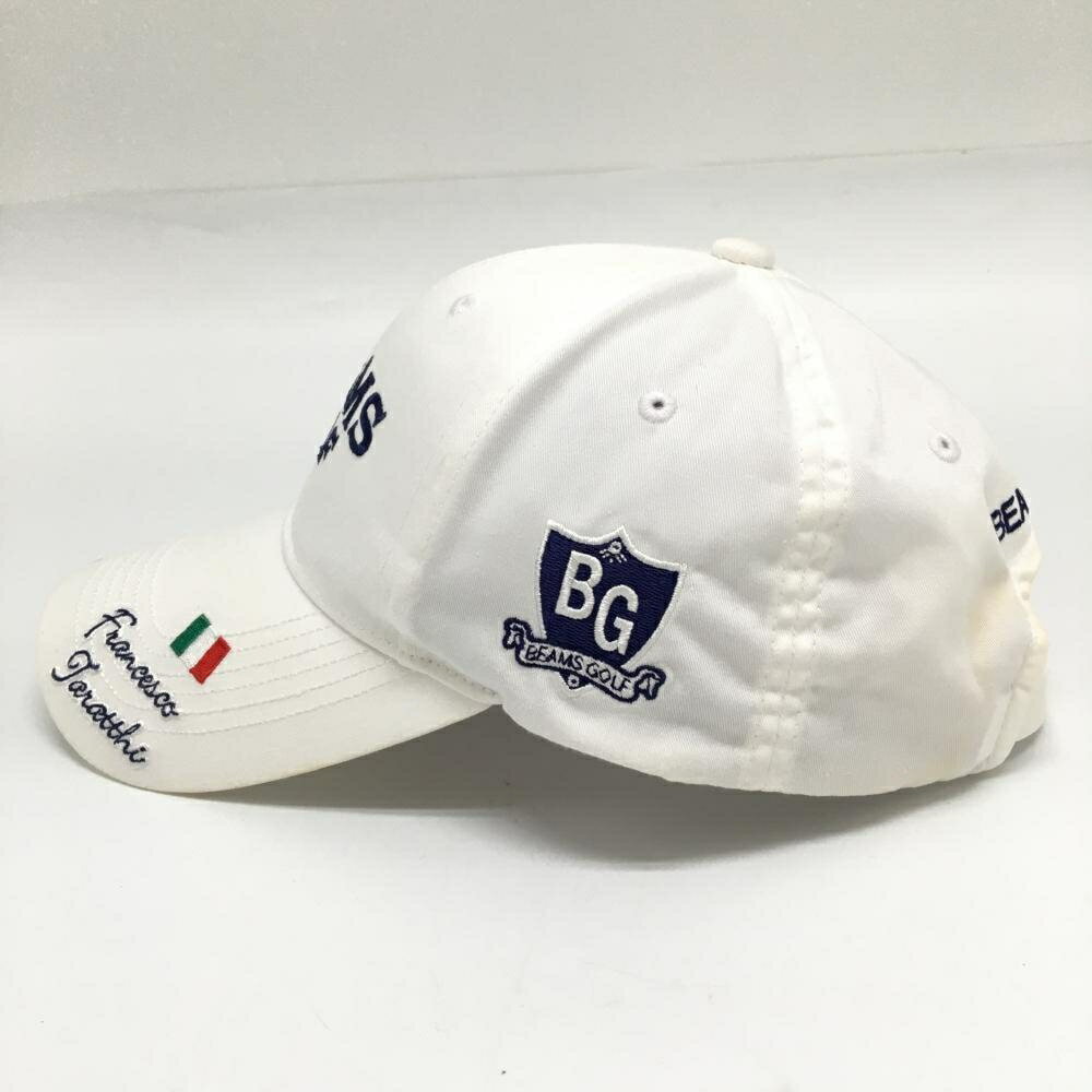 ビームスゴルフ キャップ 白×ネイビー ロゴ刺しゅう 汗取りパッド付 57〜59cm ゴルフウェア BEAMS GOLF