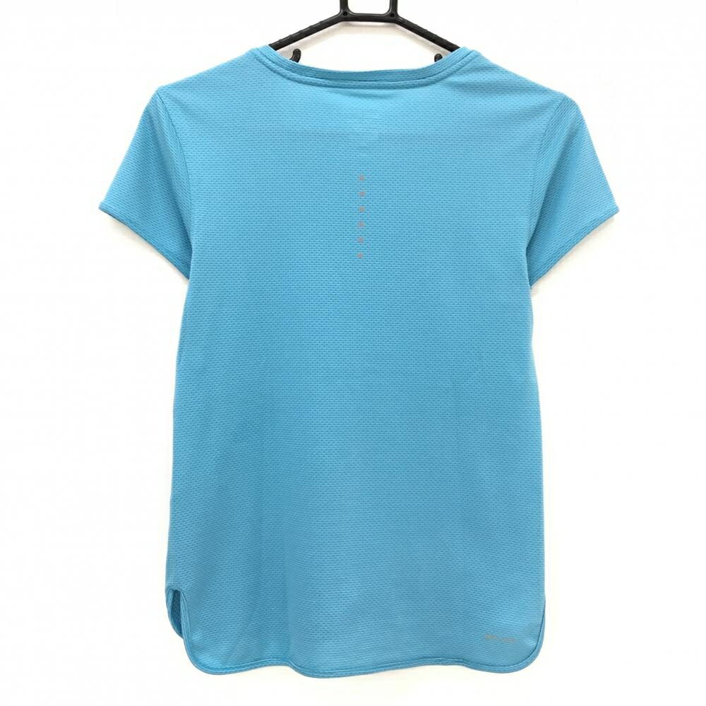 【美品】ナイキ Tシャツ ライトブルー 地模様 ロゴプリント レディース M ゴルフウェア NIKE