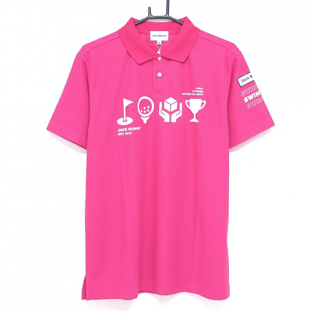 TAKEO KIKUCHI SPORT - 【新品】ジャックバニー 半袖ポロシャツ ピンク系×白 ビックプリント メンズ 6(XL) ゴルフウェア Jack Bunny